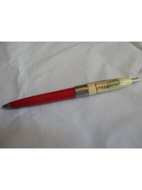 Vintage Advertising Pen Champion Sparkplug Tucker USA Red/White 1970s